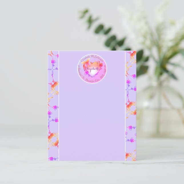 Lámina Sacionería personal rosa y gris Rosa del corazón (Anverso de pie)