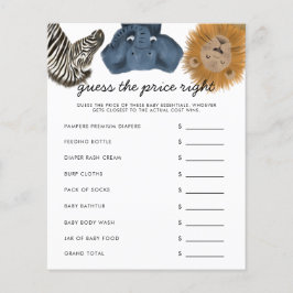 Lámina Safari Adivinó El Juego De Baby Shower De Precio C