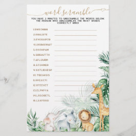 Lámina Safari Animal Greenereneration Baby Word Scramble 