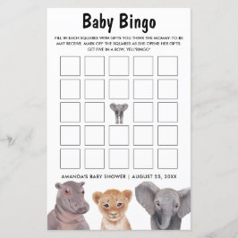 Lámina Safari Animales Bingo Bebé Juegos de Baby Shower