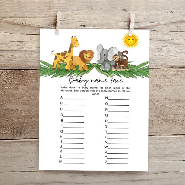 Lámina Safari Animales Nombra Bebé Juego de Baby Shower (Subido por el creador)