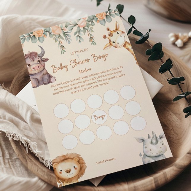 Lámina Safari Animals Baby Shower Bingo (Subido por el creador)