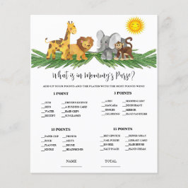 Lámina Safari Animals Mummy's Purse Baby Shower Game