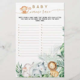 Lámina Safari Baby Animal Greeneration Nombre juego de ra