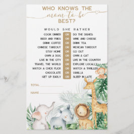 Lámina Safari Baby Animals Greenery juego de Baby Shower