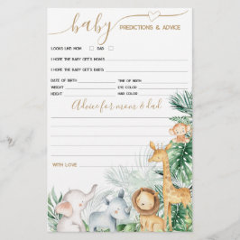 Lámina Safari Baby Animals Greenery juego de Baby Shower