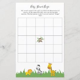 Lámina Safari Baby Shower Bingo Fiesta Juego Cute Animale