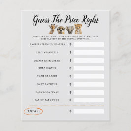 Lámina Safari Baby Shower Game Adivinan El Precio