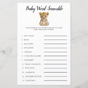 Lámina Safari Baby Word Scramble Game