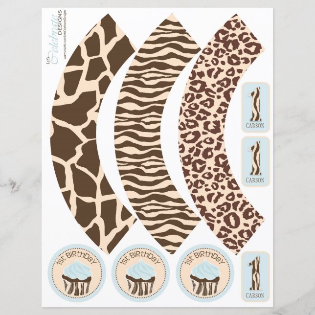 Lámina Safari Boy BLU Cupcake Wraper 1 (Anverso)