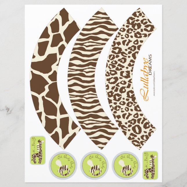 Lámina Safari Boy Naranja Cupcake Wraps (Anverso)