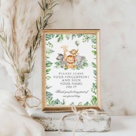 Lámina Safari Fingprint Tree Baby Shower Games