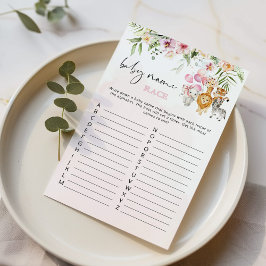 Lámina Safari floral nombre de bebé raza juego de ducha d