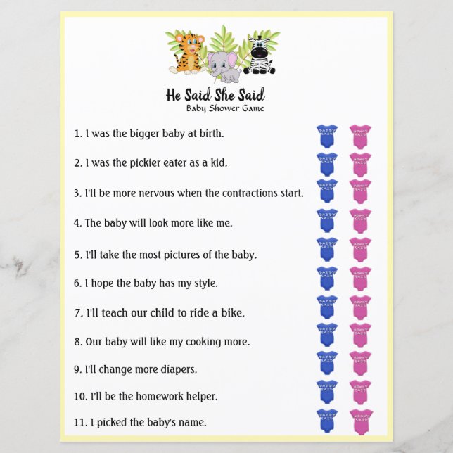 Lámina Safari Jungle Animal Baby Shower Dijo Que Ella Dij (Anverso)