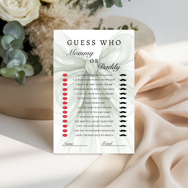 Lámina Sage Bow Mommy or Daddy Shower Game (Subido por el creador)