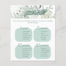 Sage Bridal Shower Game - ¿Qué hay en tu bolso?