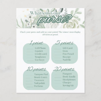 Lámina Sage Bridal Shower Game - ¿Qué hay en tu bolso?