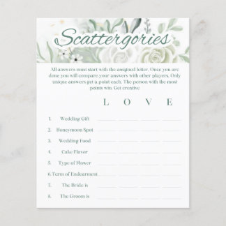 Lámina Sage Bridal Shower Game - Scattergories