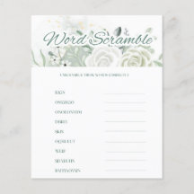 Sage Bridal Shower Word Scramble