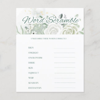 Lámina Sage Bridal Shower Word Scramble