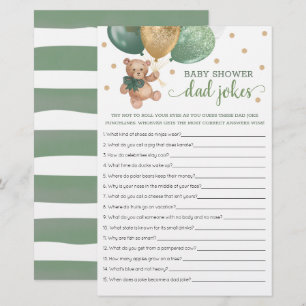 Lámina Sage Green Baby Shower Dad Juego de Chistes Teddy