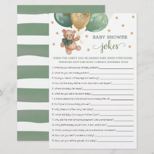 Lámina Sage Green Baby Shower Juego de Chistes para bebés