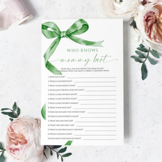 Lámina Sage Green Bow quien conoce a mamá mejor juego (Subido por el creador)