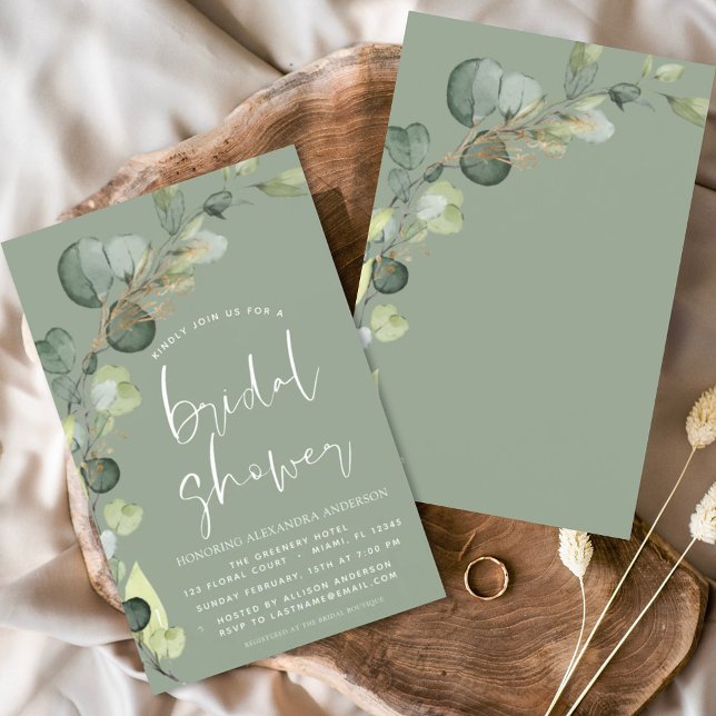 Lámina Sage Green Bridal Shower Rustic Invitación (Subido por el creador)