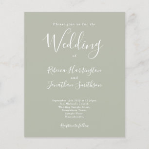 Lámina Sage Green Budget Invitación a la Boda de Guión Mo