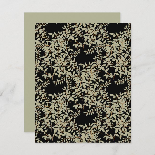 Lámina Sage Green Jasmine Vine Black Scrapbook (Anverso / Reverso)
