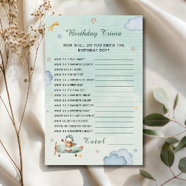 Lámina Sage Green Little Pilot Birthday Trivia Card