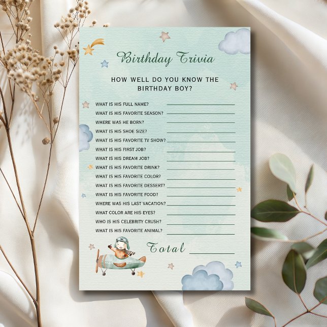 Lámina Sage Green Little Pilot Birthday Trivia Card (Subido por el creador)