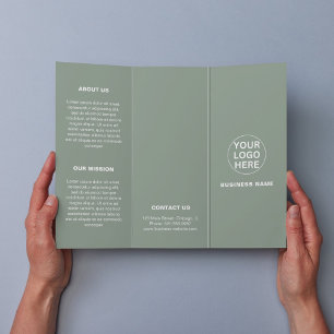 Lámina Sage Green Logo y Text l Business Trifold Brochure
