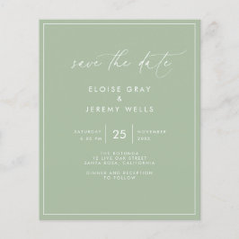 Lámina Sage Green Save the Date Postcard
