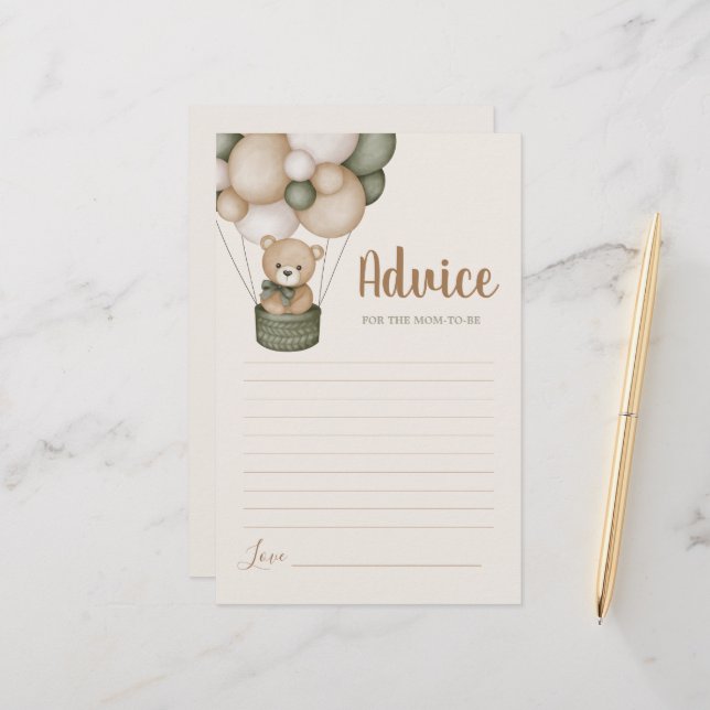 Lámina Sage Green Teddy Consejo de Oso para que mamá sea  (Anverso/Reverso In Situ)