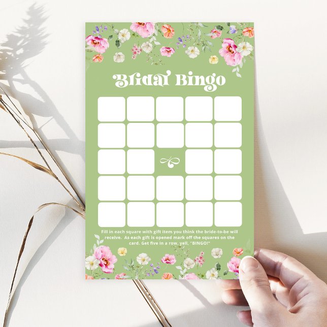 Lámina Sage green wildflower Bridal Shower Bingo (Subido por el creador)