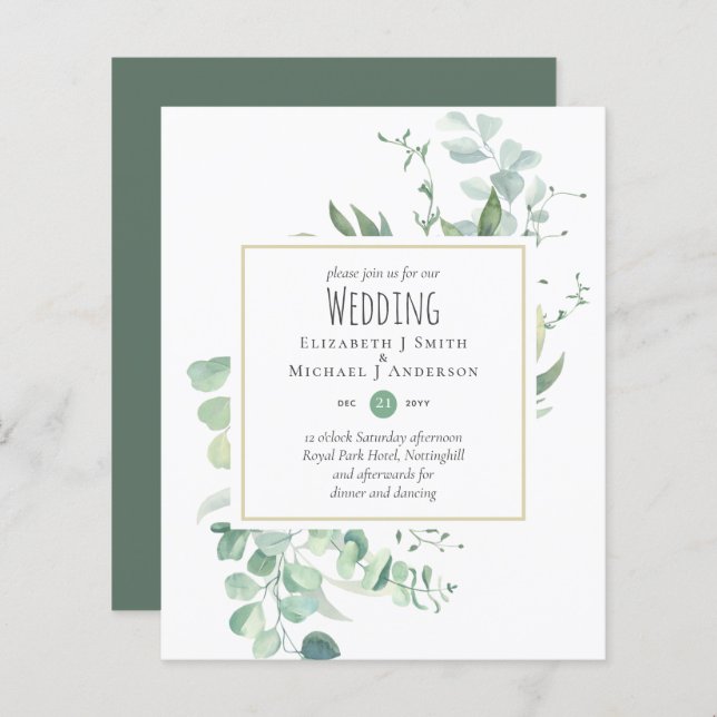 Lámina Sage Greenery Eucalyptus Boda BUDGET (Anverso / Reverso)