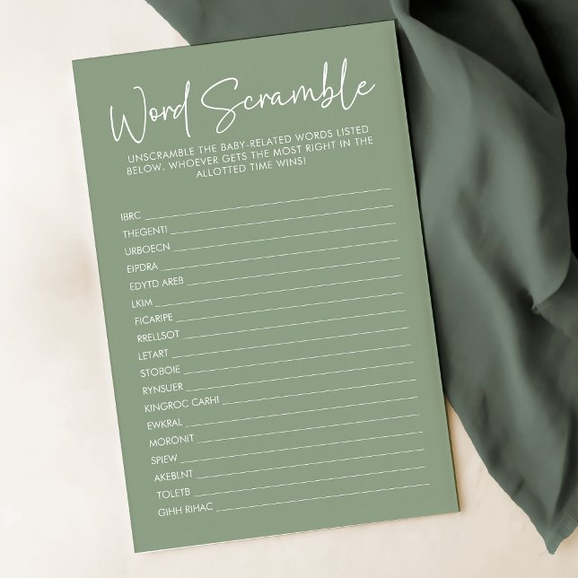 Lámina Sage moderno Oh Baby Simple Word Scramble Game (Subido por el creador)