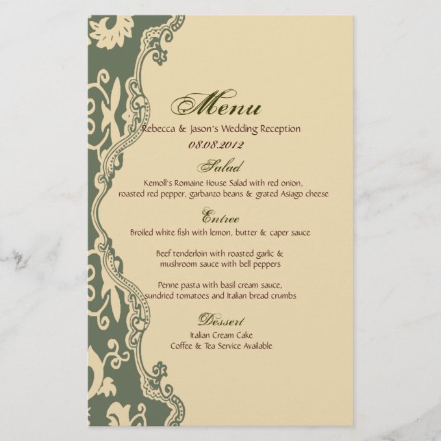 Lámina sage paisley vintage boda de países occidentales (Anverso)