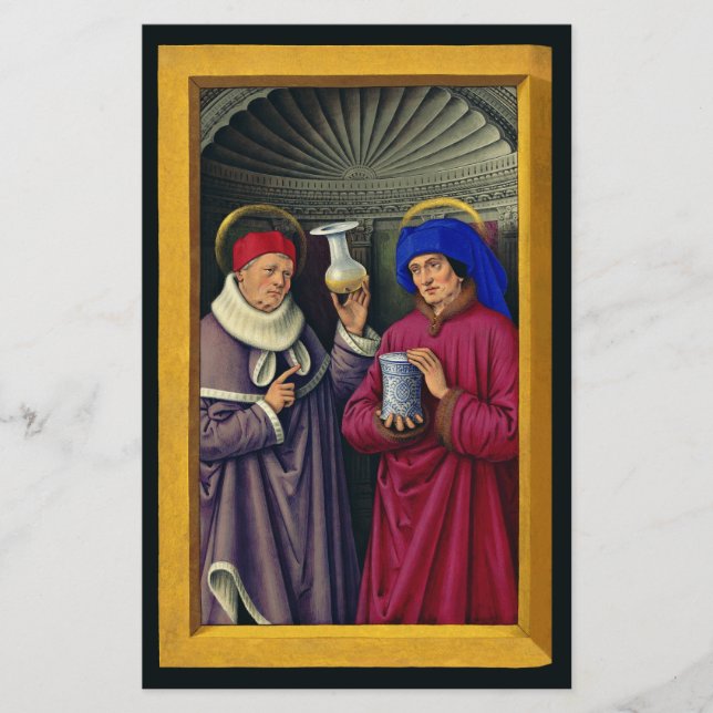 Lámina Saints Cosmas and Damian de Jean Bourdichon (Anverso)