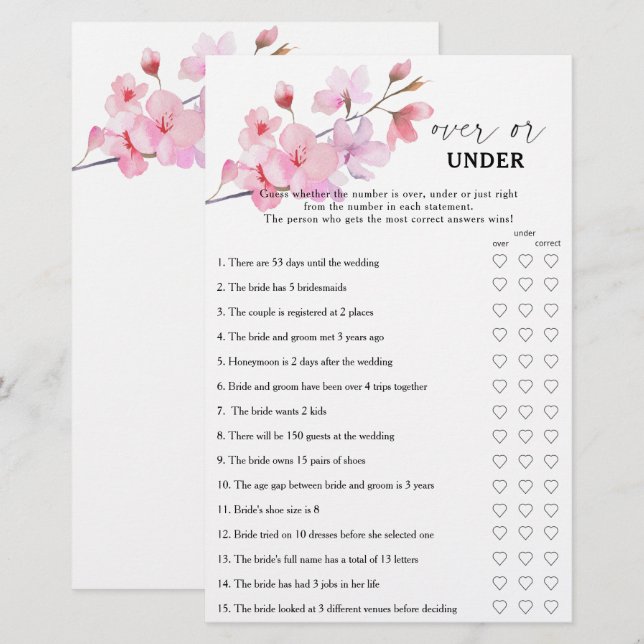 Lámina Sakura - Juego de ducha de novia o de más bajo (Anverso / Reverso)