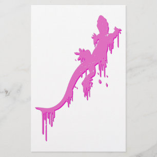 Lámina Salamandra rosa con gota de pintura