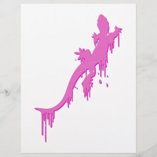Lámina Salamandra rosa con gota de pintura