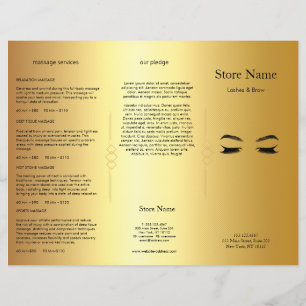 Lámina Salón de Belleza Golden Lashes & Brow Trifold Bruc