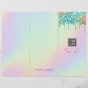 Lámina Salón de Belleza Holográfica Moderno Tri-Fold Bruc