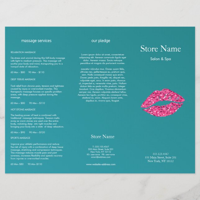 Lámina Salón de belleza verde azulado de labios verdes tr (Anverso)