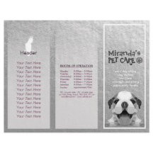 Salón de cultivo de mascotas con folletos trifásic