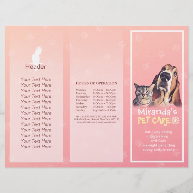 Lámina Salón de cultivo de mascotas con folletos trifásic (Anverso)