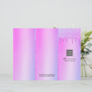 Lámina Salon Holográfico de goteo rosado moderno triple-d