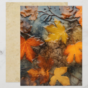 Lámina Saltos de otoño en papel de cuaderno de lluvia